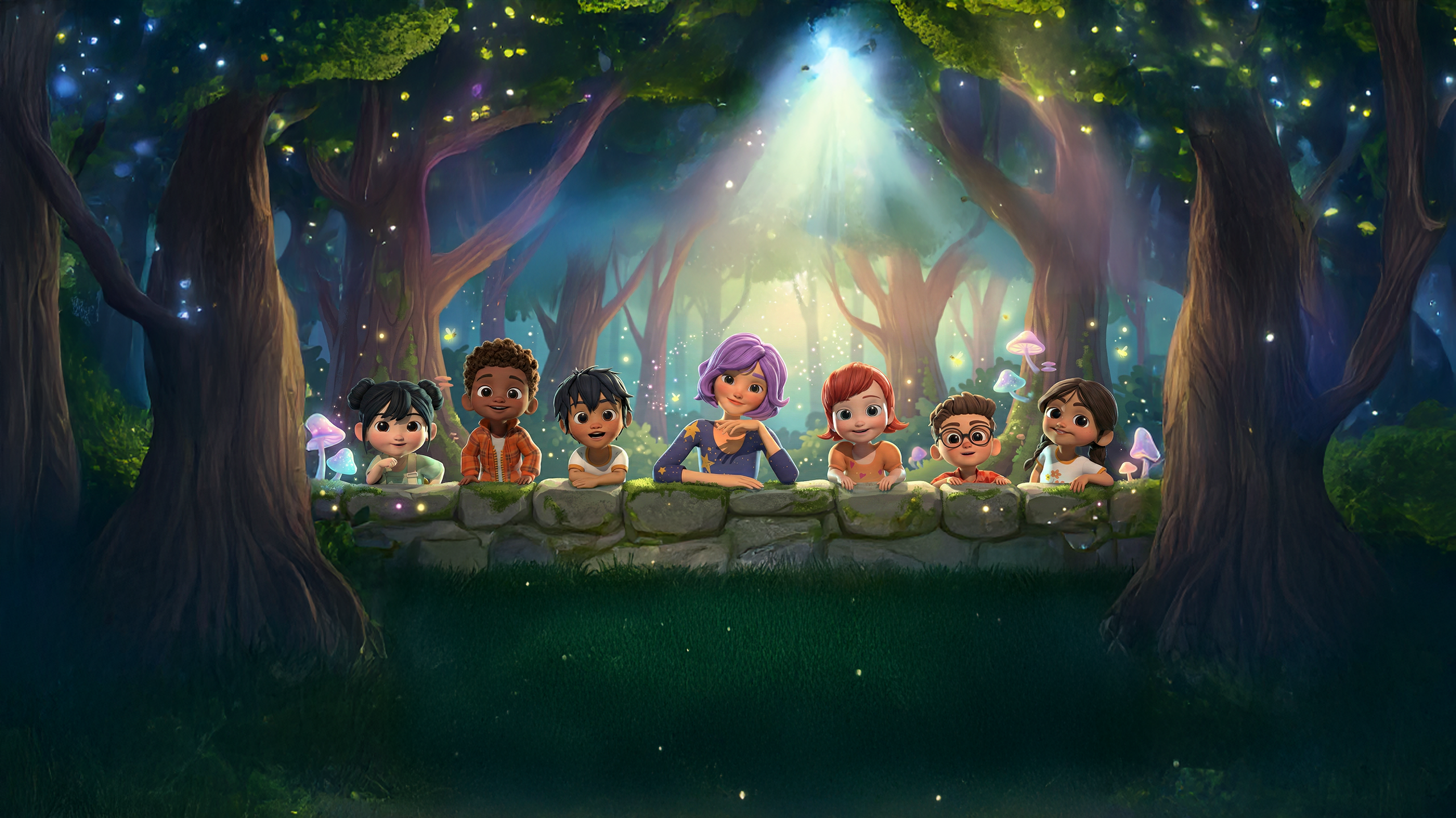 The Rhyme Time Funhouse friends in the magical forest