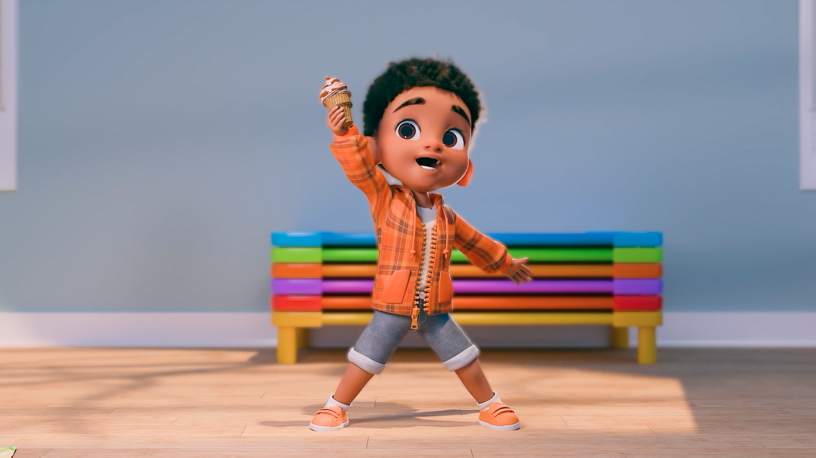 Caleb strikes a dance pose