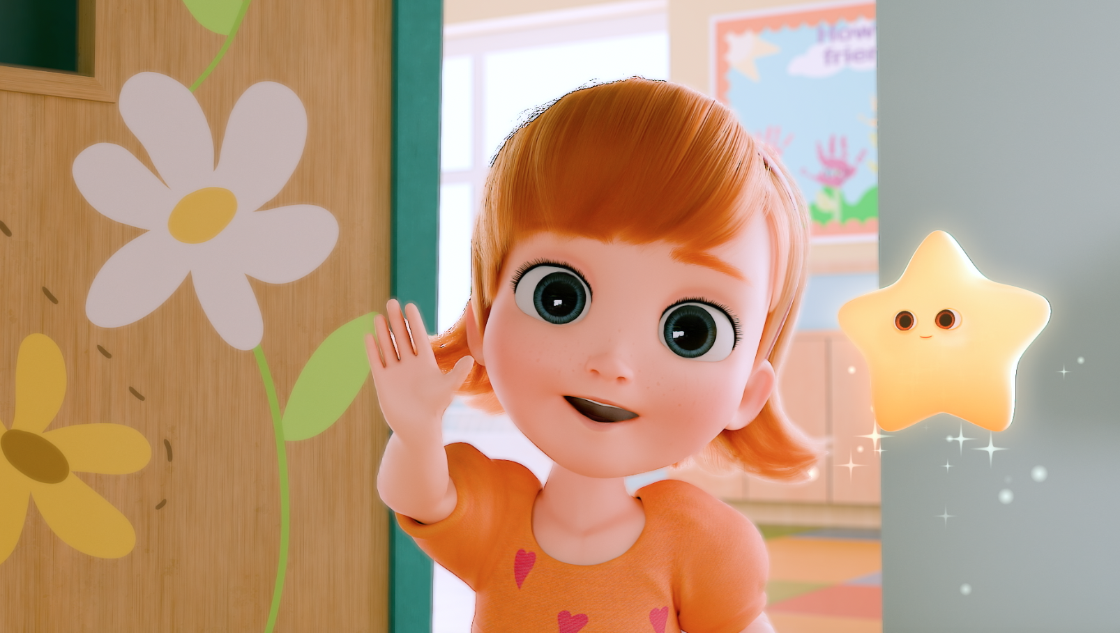 Ella waves hello